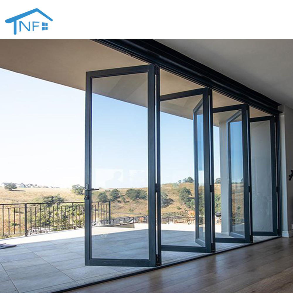 NFRC American Customized Modern Double Glazed Bifold Exterior Aluminum Door Patio Aluminium Folding Glass Door