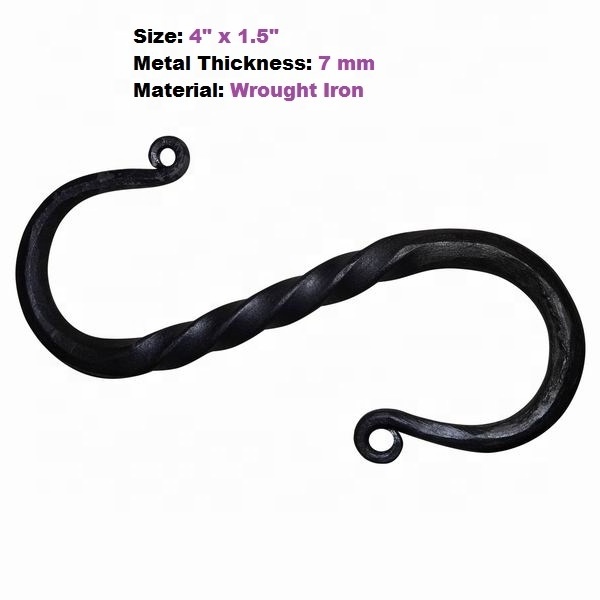 Wholesale Twisted Hand Forged Butchers S Hook, Garden Kitchen Pots & Pans Hanger Kitchen Utensil, S Hook Wall Hook Camping