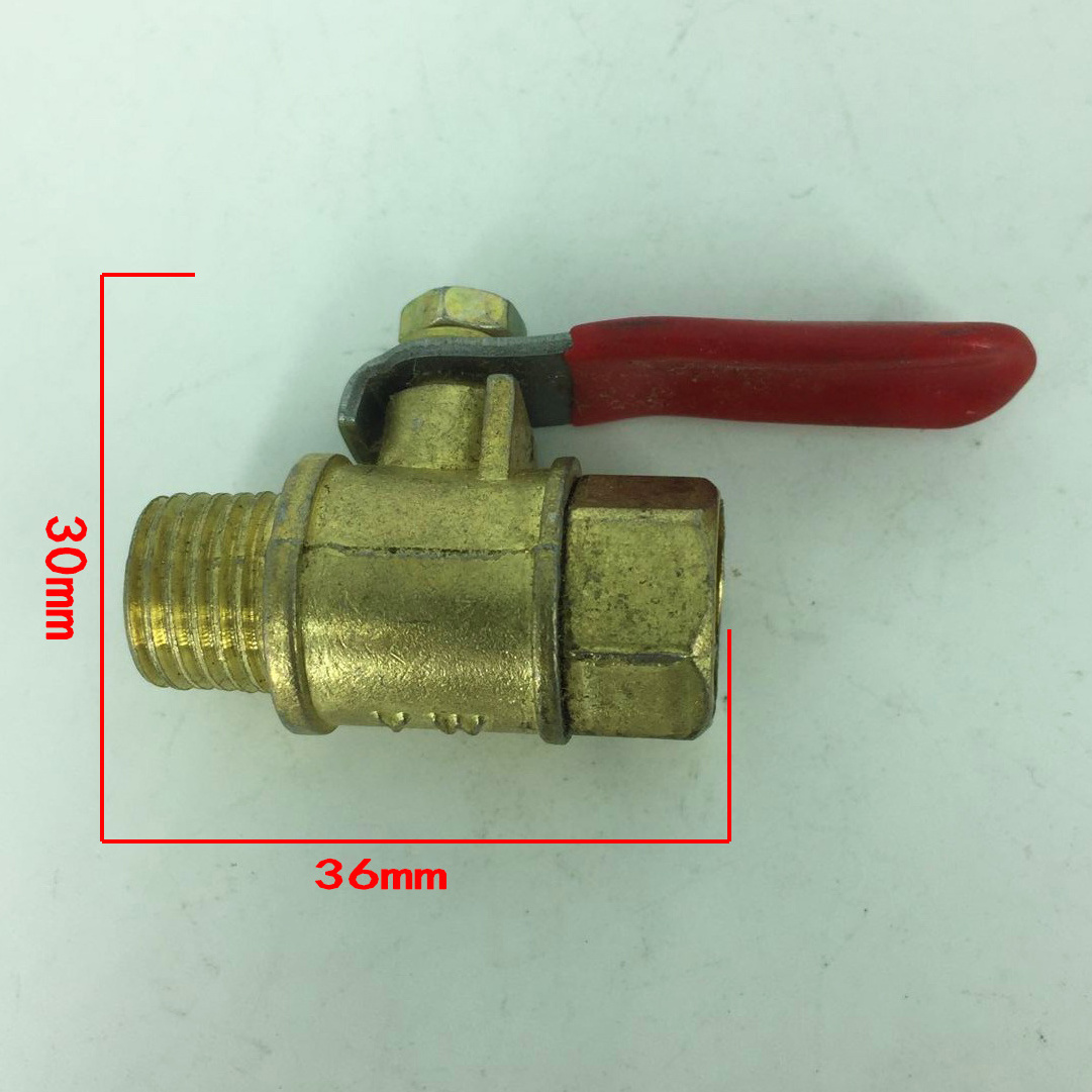 Golden Zinc Alloy Red Handle Small Thread Brass Ball Valve For Gas Hose