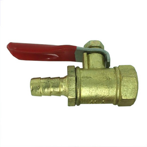 Golden Zinc Alloy Red Handle Small Thread Brass Ball Valve For Gas Hose