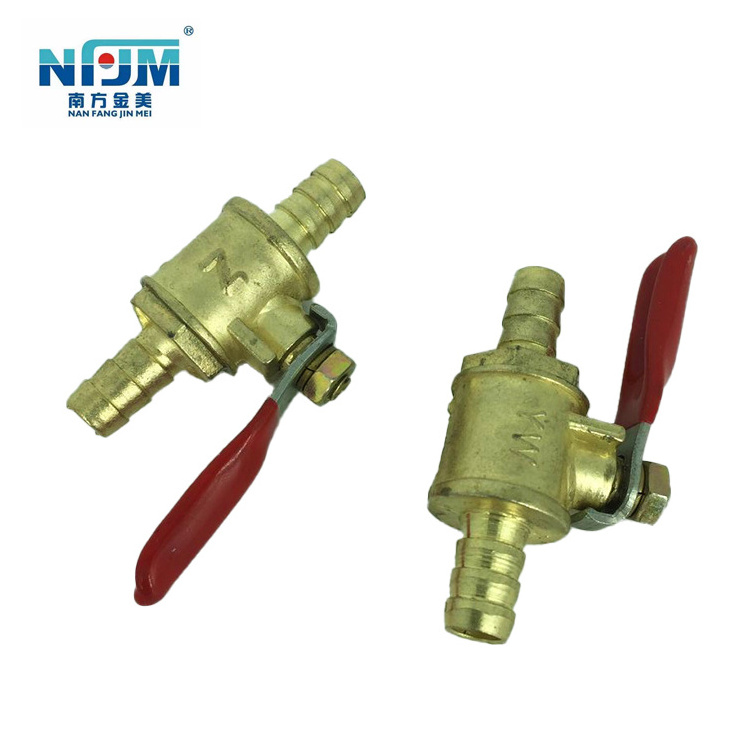 Golden Zinc Alloy Red Handle Small Thread Brass Ball Valve For Gas Hose