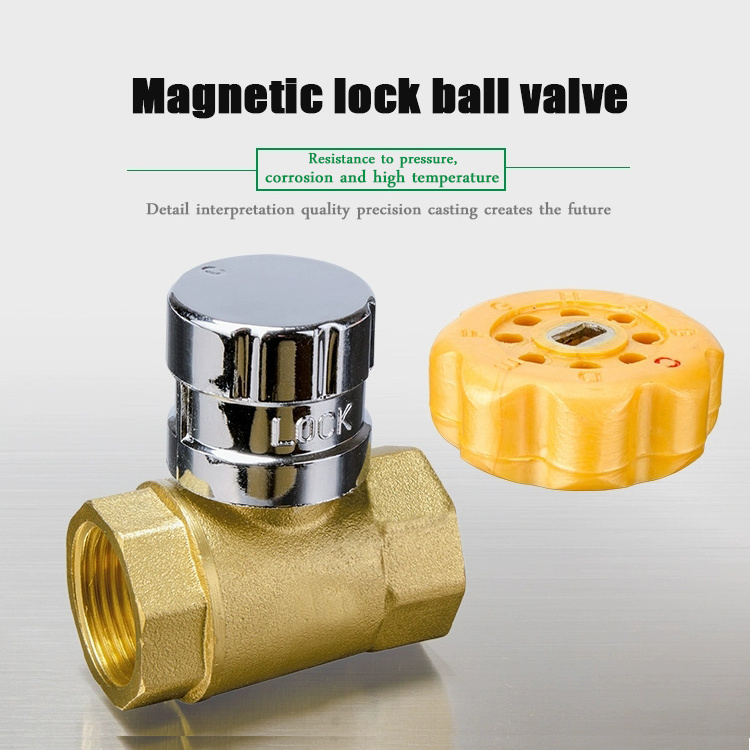 Brass magnetic lockout valve key water meter front valve heating heat switch handle