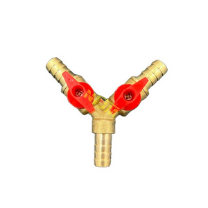 NFJM china 8 10mm Barb Y Connector Brass Hose Splitter Gas Water Pipe Heat Water Control Ball Valve