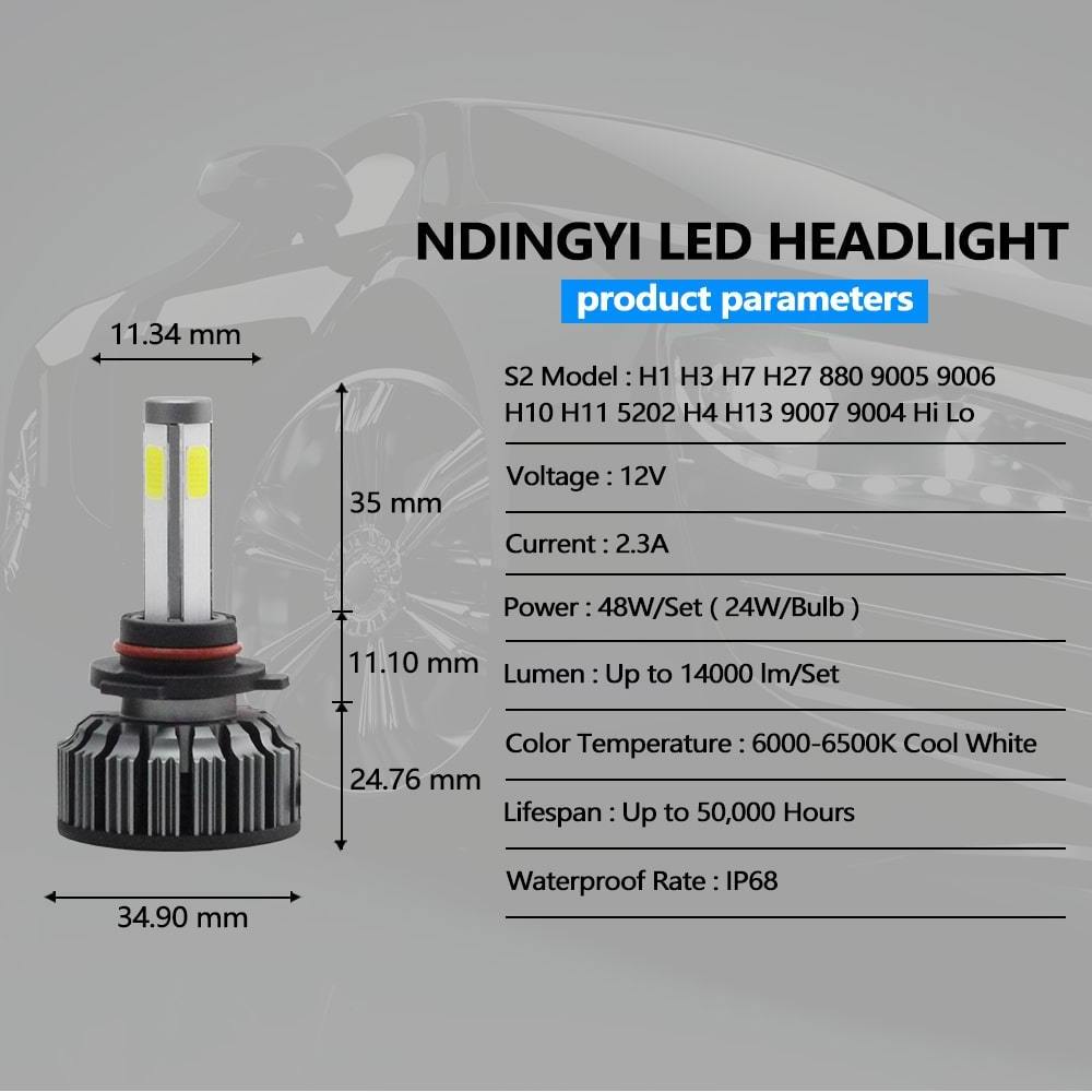 waterproof car h4 led headlight bulbs  for honda civic led headlights