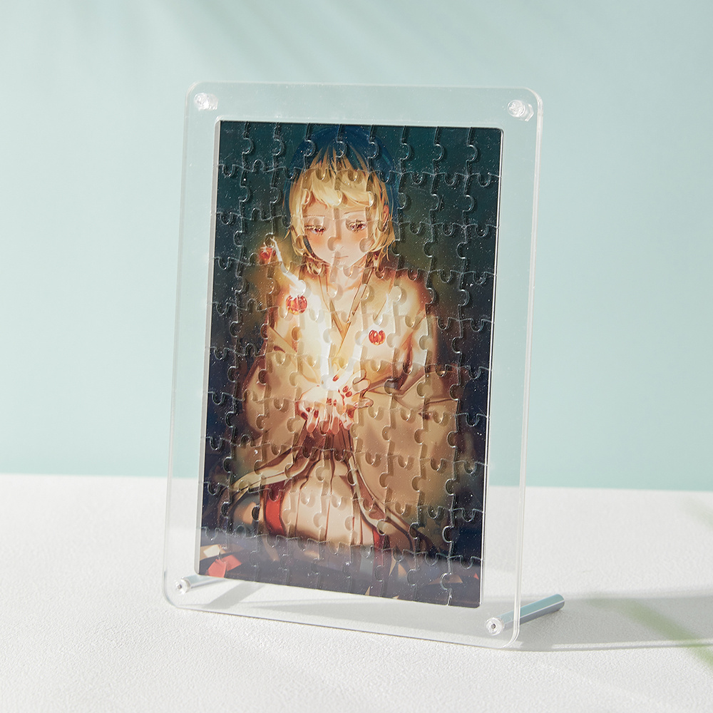 Factory wholesale clear plastic girl 3d acrylic jigsaw puzzle photo frame