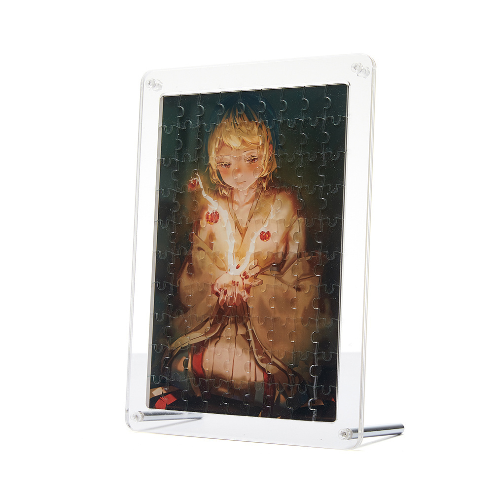 Factory wholesale clear plastic girl 3d acrylic jigsaw puzzle photo frame