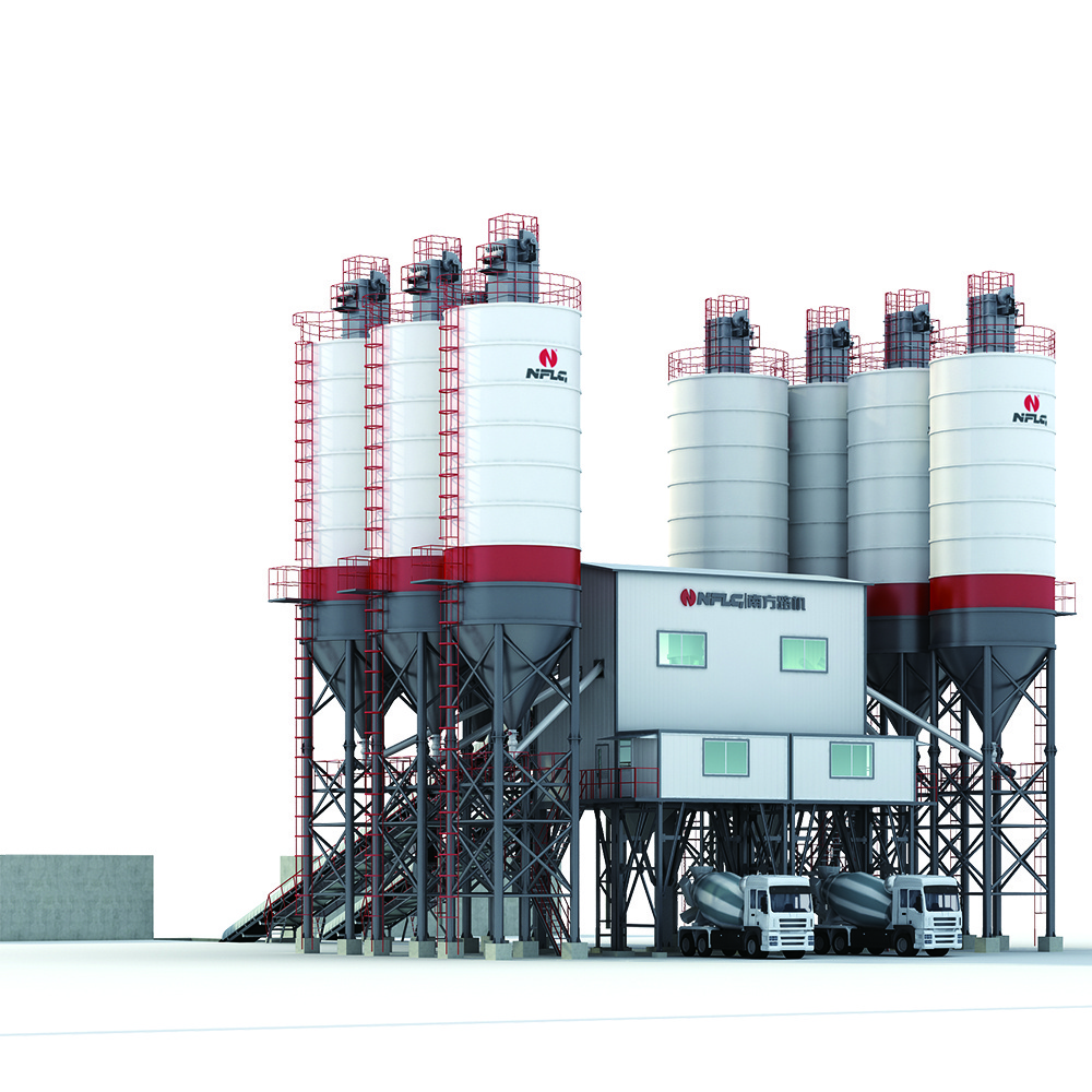 Good performance stationary concrete batching plant with layout drawing