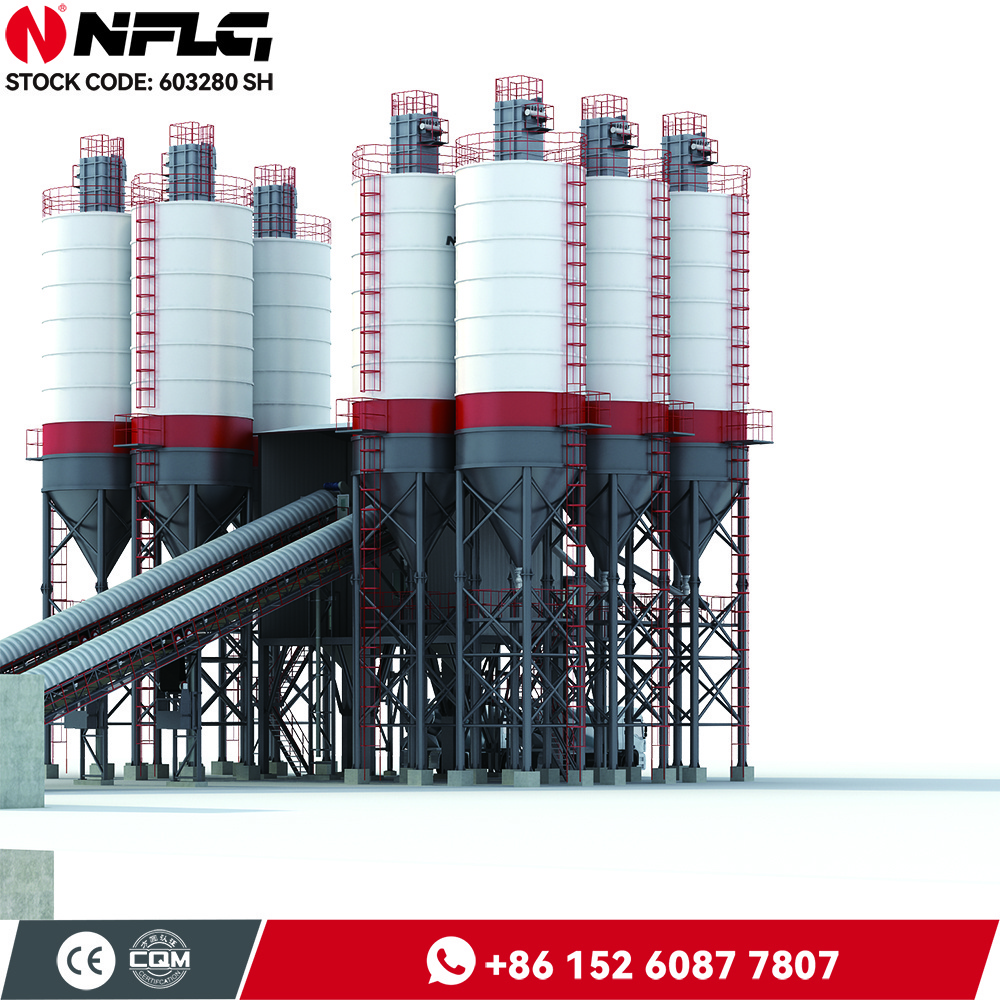 Good performance stationary concrete batching plant with layout drawing