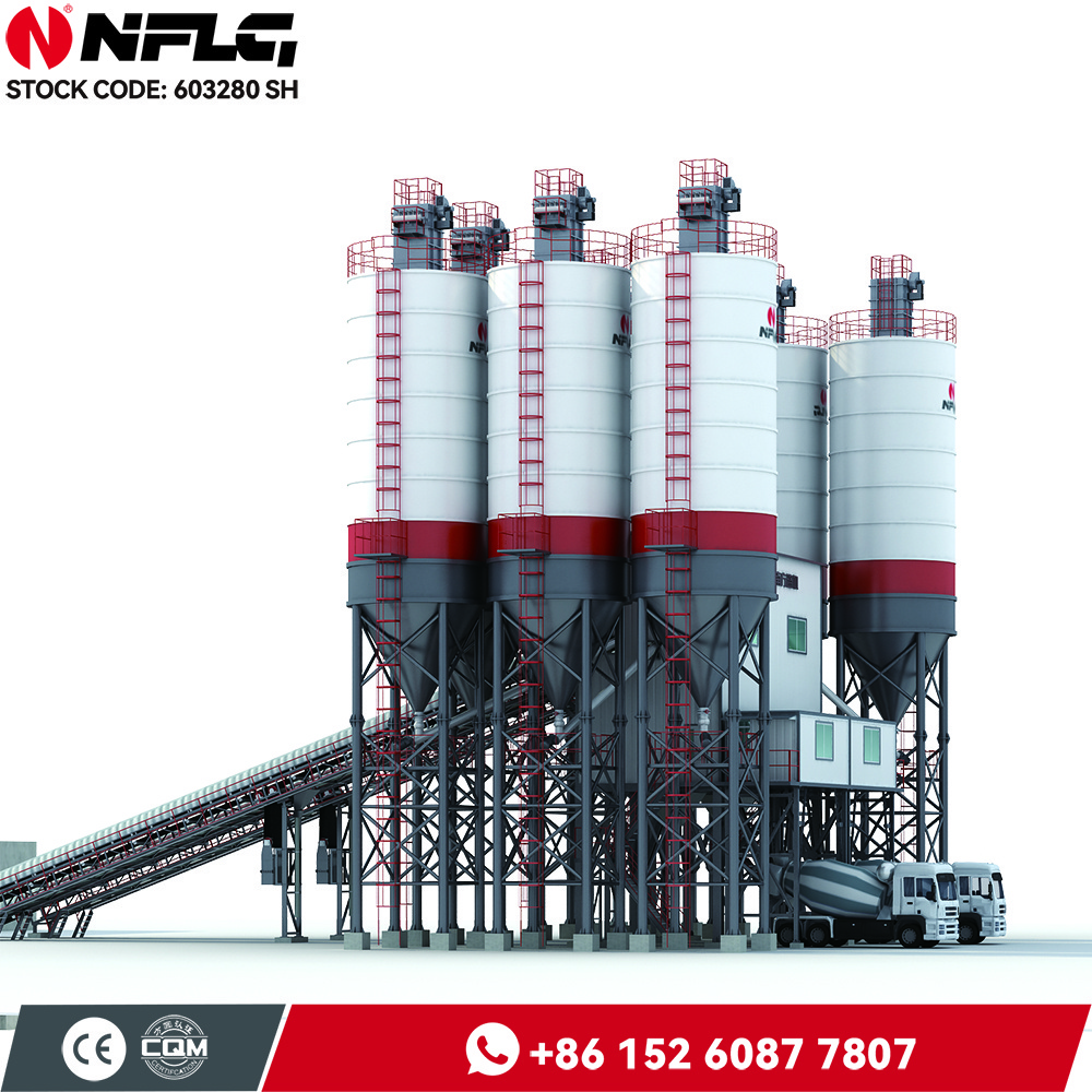 Good performance stationary concrete batching plant with layout drawing