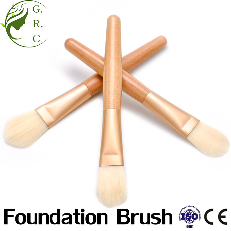 Oem Own Logo Luxury Portable Bamboo Single Vegan Face Liquid Foundation Brushes Private Label New Cream Makeup Brush Foundation