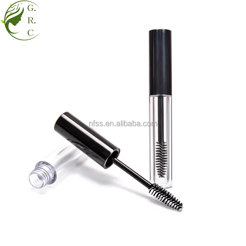 Customized Black Blue Eyebrow Gel Container Tubes Custom Logo Clear Round 10Ml Empty Eyelash Mascara Tube With Lash Brush Wand