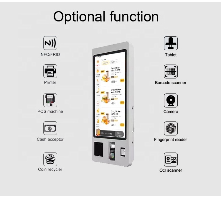 23.6 inch self service key machine automatic ticket full hd touch screen self service  kiosk with printer scanner