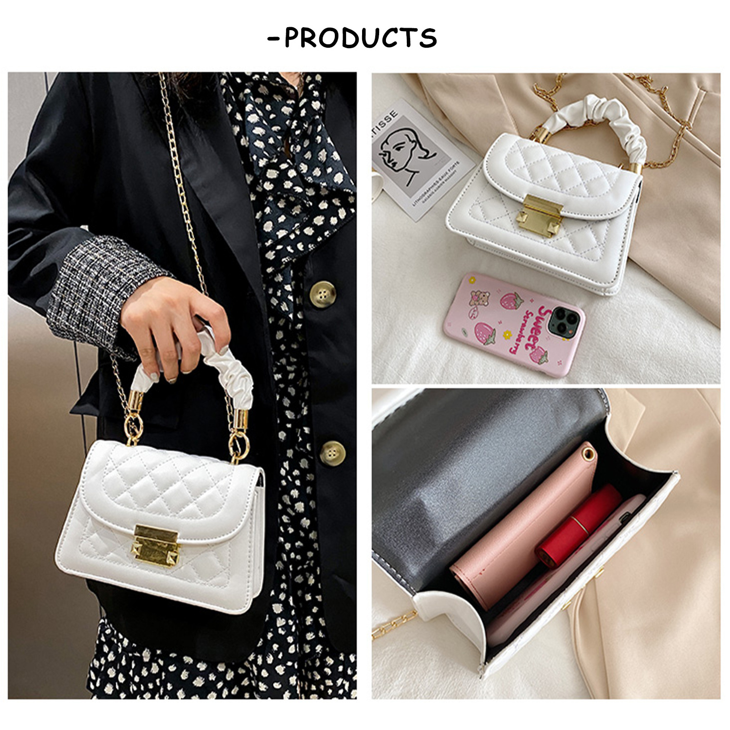 Clearance 50% OFF Custom Korean Lattice China Wholesale Pu Ladies Shoulder Bag Women's Cross Messenger Small Square Bag