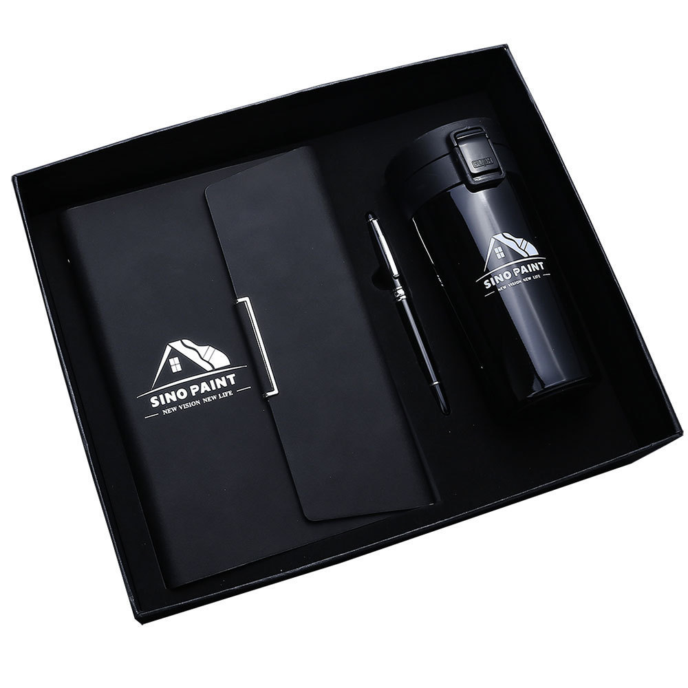 Customized logo company business gift set Thermos pen usb flash drive diary notebook