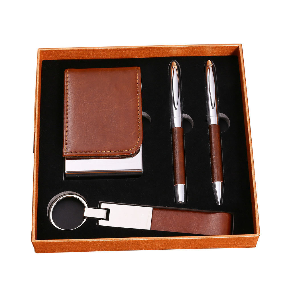 A5 A6 Custom logo ballpoint pen keychain USB drive Business card holder Notebook box gift set