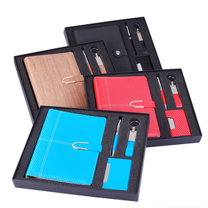 A5 A6 Custom logo ballpoint pen keychain USB drive Business card holder Notebook box gift set