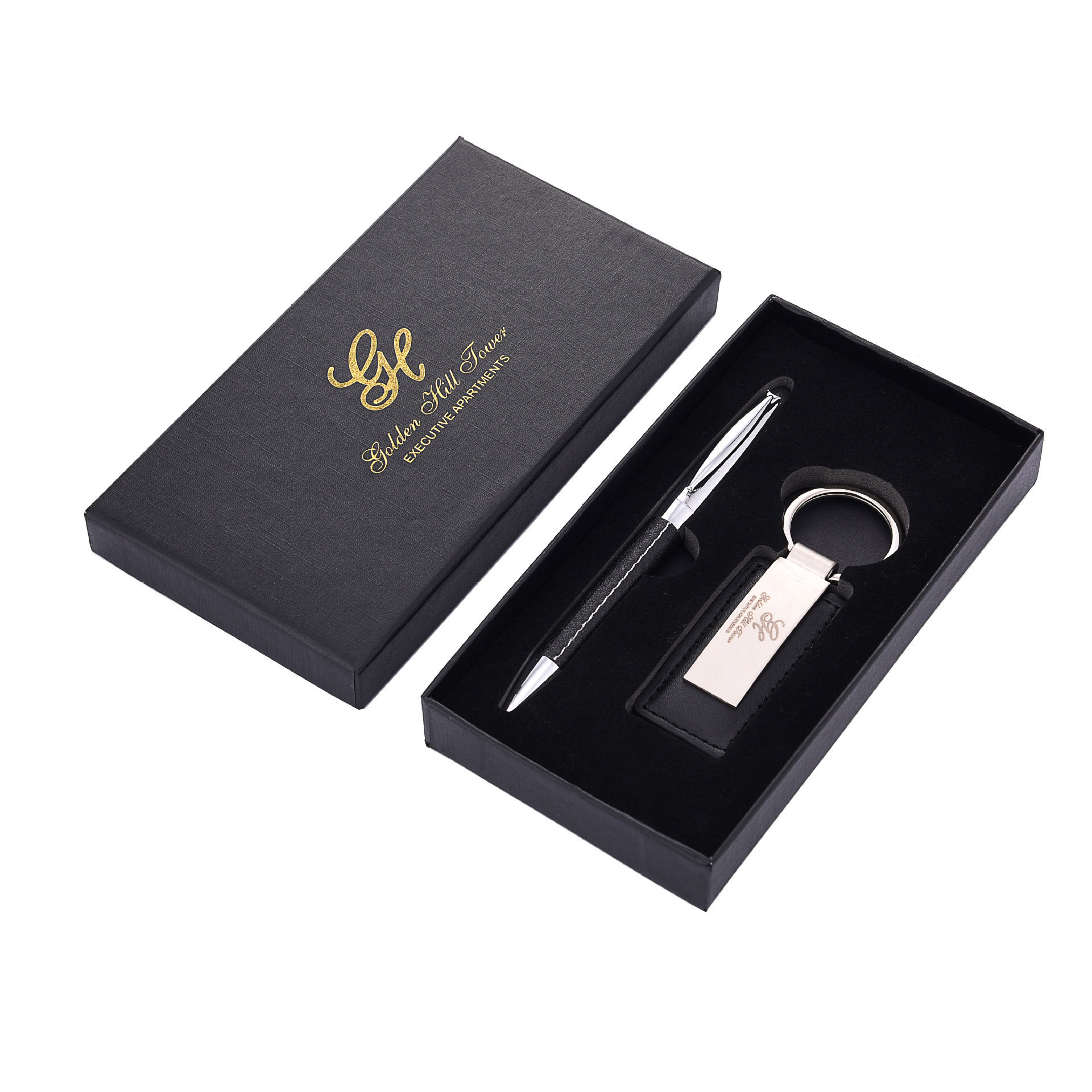 custom logo Company School Business Activity keychain pen Gift Set