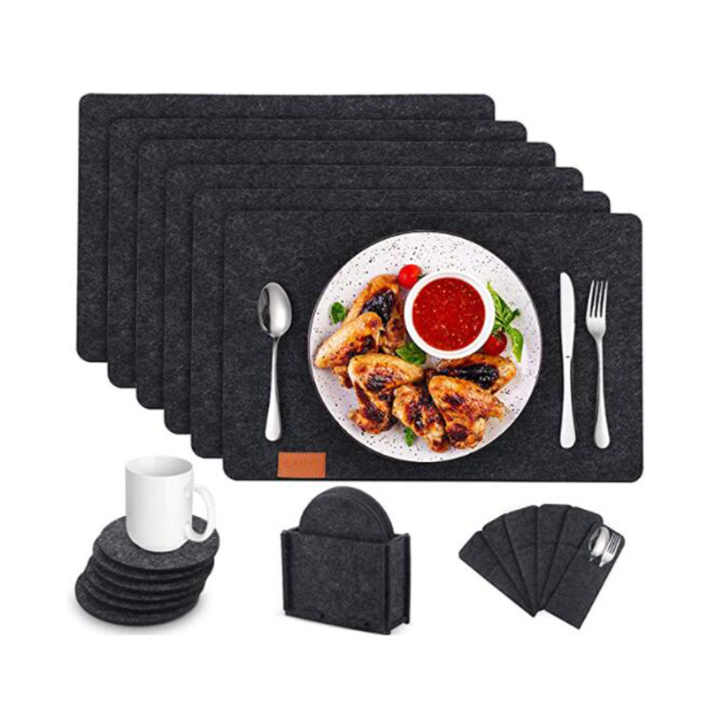 Modern individual wedding placement dining room table mat nonwoven black felt placemats for table