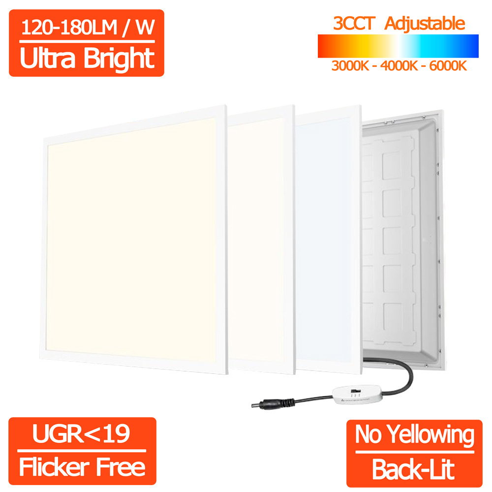 3CCT Tunable 180lm/w Back Lit Recessed LED Light Panel High Lumen 120-150lm/w Square Ceiling Backlight LED Panel Light