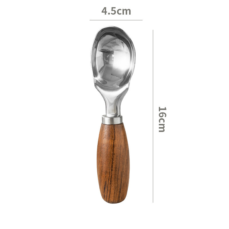 Yongli P-66 Ice Cream Scoop With Wood Handle Stainless Steel Ice Scooper for Freezer Fruit Food Melon Baller Popsicle Scoops