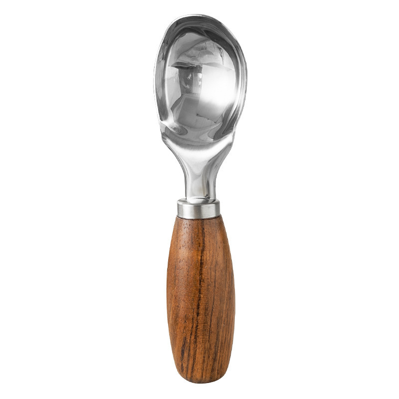 Yongli P-66 Ice Cream Scoop With Wood Handle Stainless Steel Ice Scooper for Freezer Fruit Food Melon Baller Popsicle Scoops