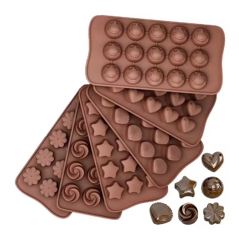 Yongli E-05 15 cavity flower shape non-stick candy molds chocolate molds silicone for wedding, festival, party and DIY crafts