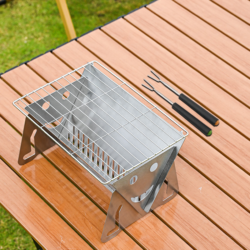 Yongli BBQ045 BBQ Accessories Mini Portable Charcoal Grill Folding Tabletop Fire Pit Patio Outdoor Stainless Steel Camping Grill