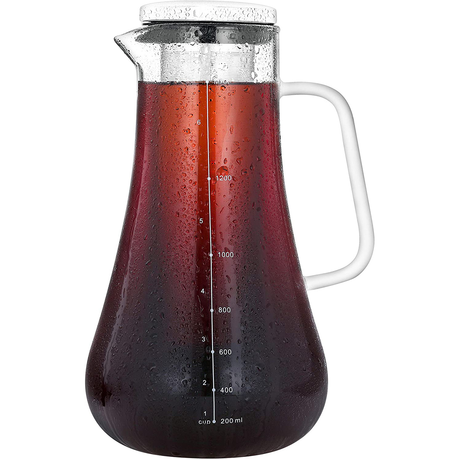 1.2L / 40oz Glass Carafe Cold Brew Iced Coffee Maker And Tea Infuser with Removable Stainless Steel Filter