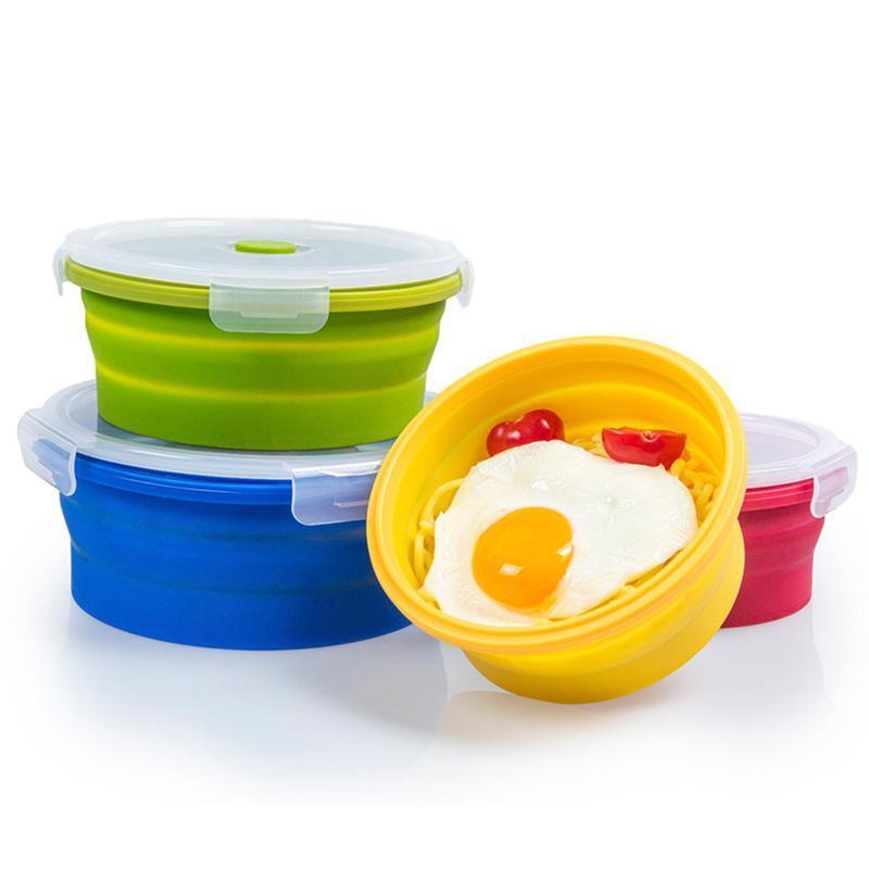 Yongli C-04 round 4 pieces collapsible silicone food storage containers large silicone container kitchen tools meal box