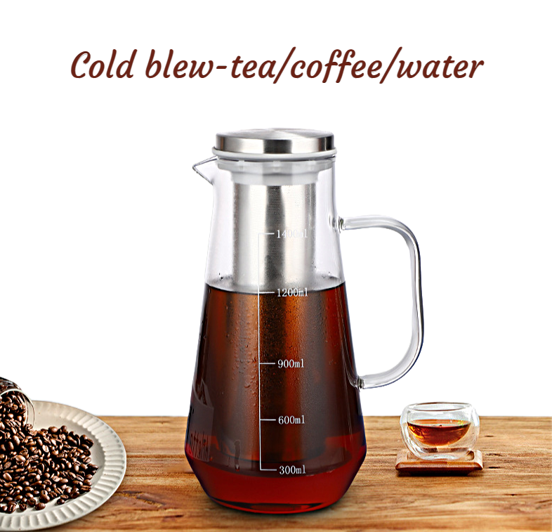 Yongli airtight cold brew bottle coffee glass maker pitcher iced coffee tea filter concentrate pot with stainless steel Infuser