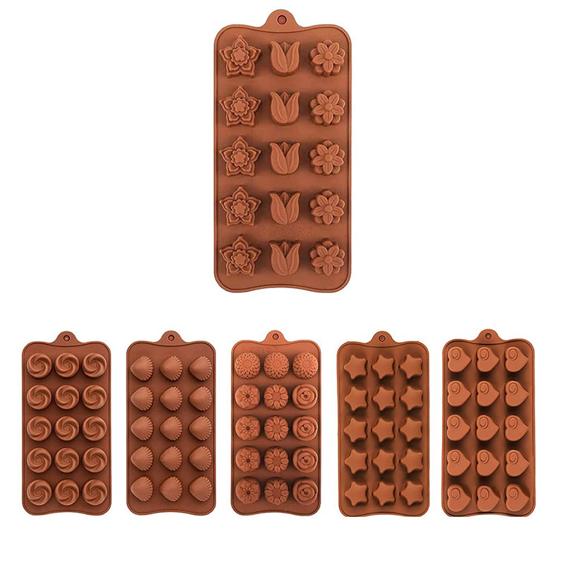 Yongli E-05 15 cavity flower shape non-stick candy molds chocolate molds silicone for wedding, festival, party and DIY crafts