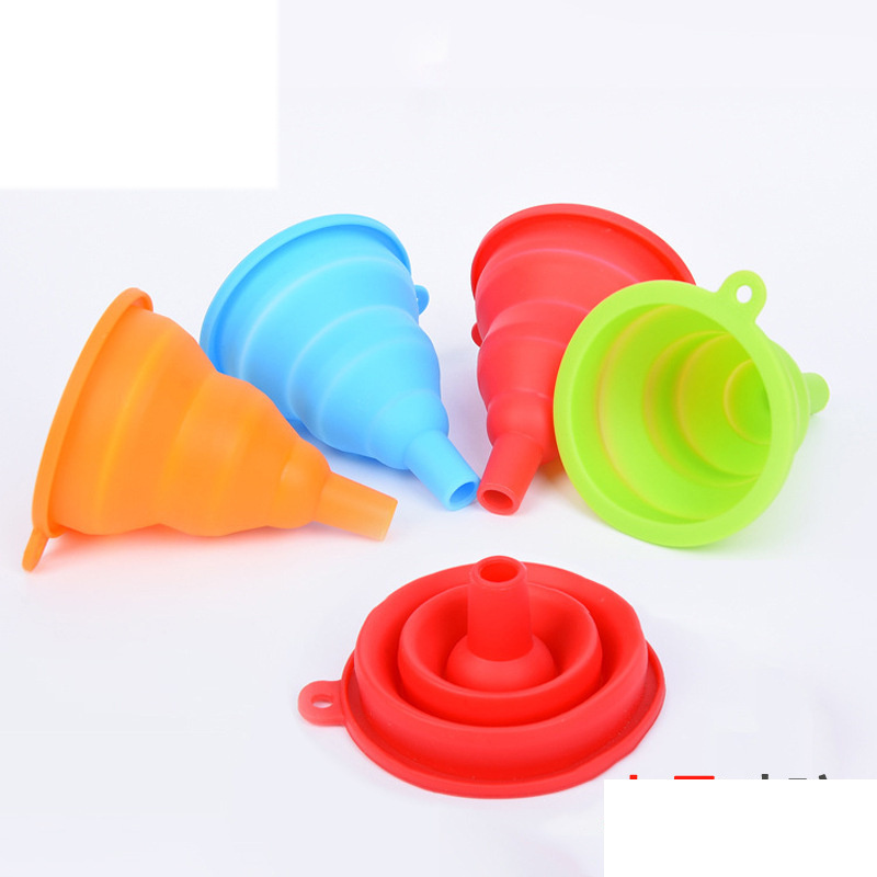 YONGLI Portable Folding Telescopic Silicone Funnel Household Long Funnel Mini Silicone Collapsable Funnel