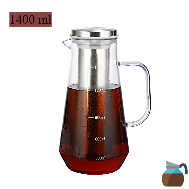 Yongli airtight cold brew bottle coffee glass maker pitcher iced coffee tea filter concentrate pot with stainless steel Infuser