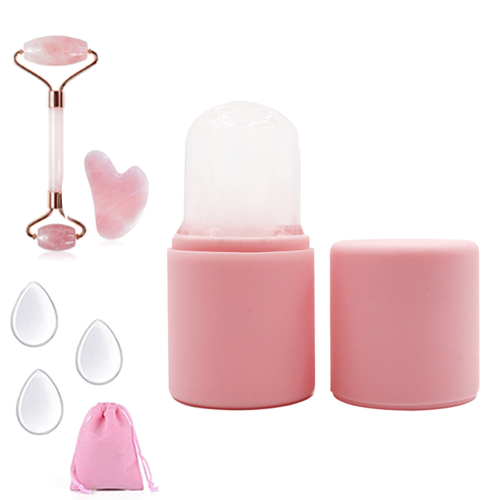 Yongli Jade Roller & Gua Sha Set Facial Beauty Tools Silicone ice Face Roller Skin Massager for Face