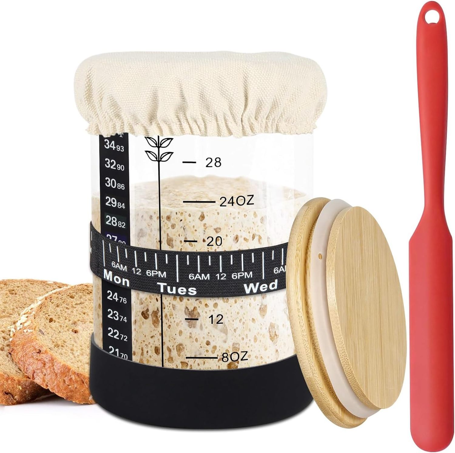 Yongli Sourdough Starter Jar Bread Baking SUppliers Glass Containers Baking Kit Includes Silicone Bread Sling Bread Scraper