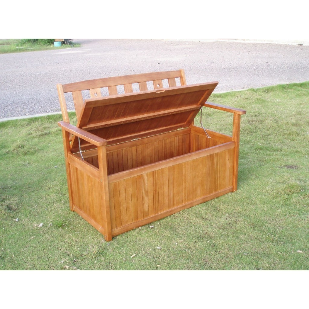 Hot Sale Outdoor Garden Bench With Backrest Patio Wood Storage Bench Deck Box Loveseat Furniture All Weather Cabinet Seat