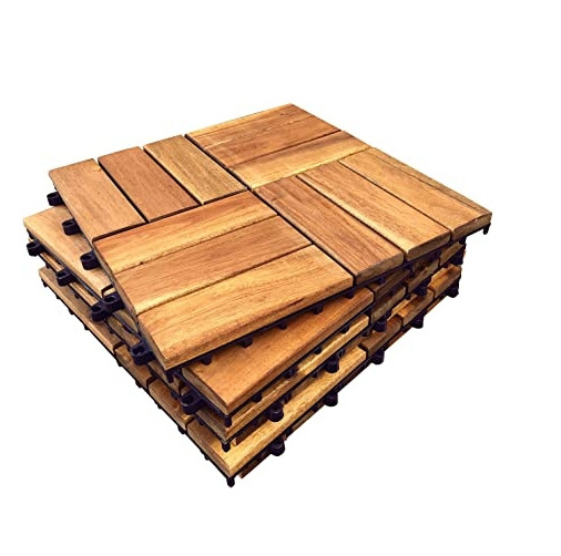 High Quality Smooth Surface Wooden Deck Floor Tiles 12 Slats for DIY Exterior Terrace and Parquet Flooring Garden Deck Tiles