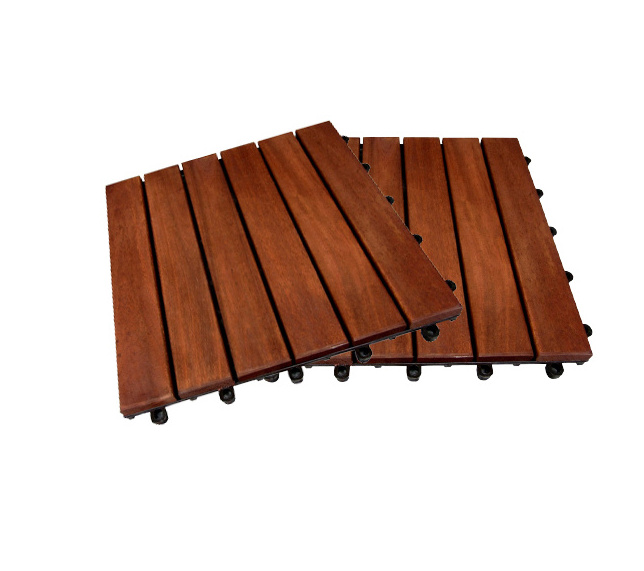 Modern Design Style Floor Tiles Type Wood and Plastic Material Anti-slip Function 6 Slats Interlocking Deck Tile