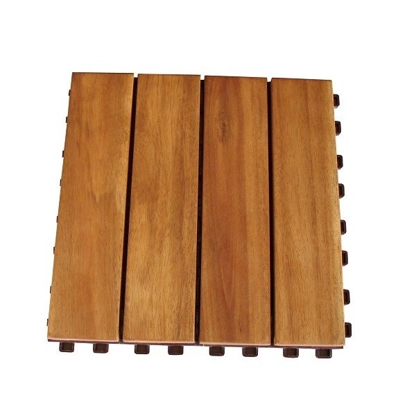 In door Out door Teak - Acacia Wood Decking Tiles - 4 Slats anti slip 100% natural wood oiled deck tiles