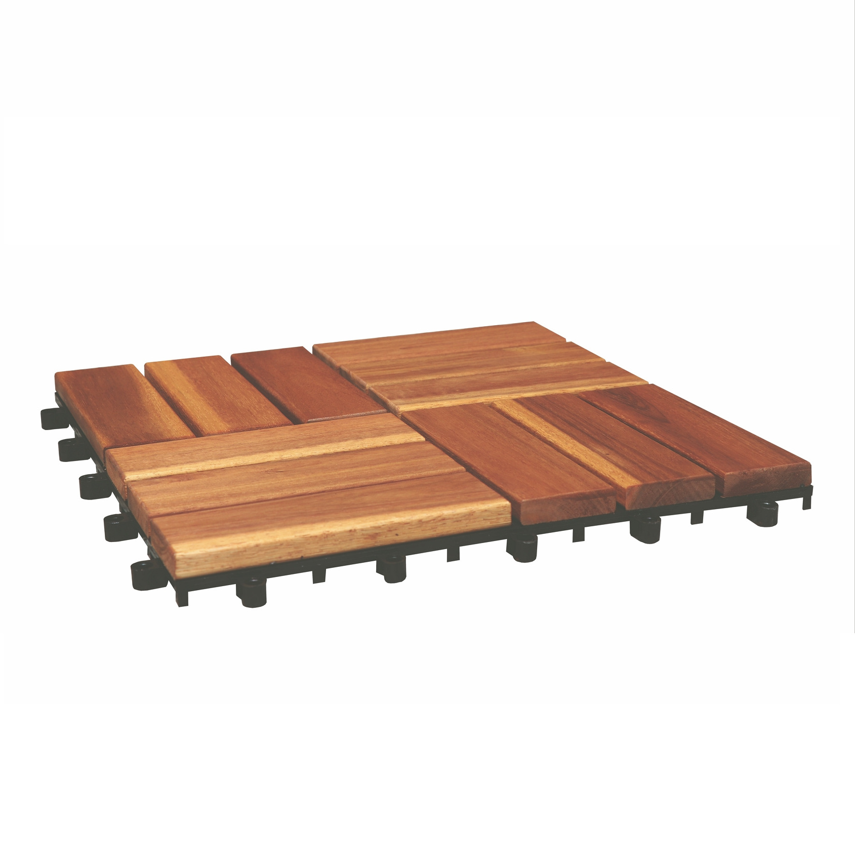 High Quality Smooth Surface Wooden Deck Floor Tiles 12 Slats for DIY Exterior Terrace and Parquet Flooring Garden Deck Tiles