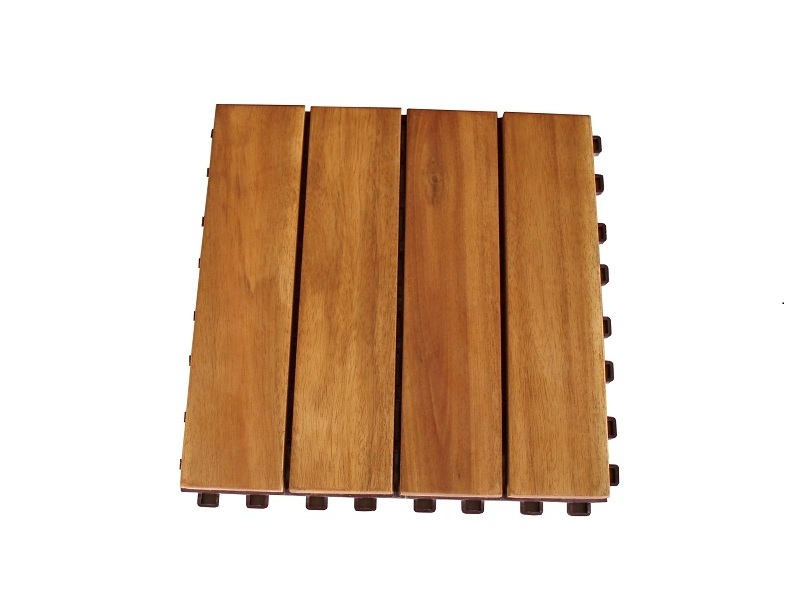 In door Out door Teak - Acacia Wood Decking Tiles - 4 Slats anti slip 100% natural wood oiled deck tiles