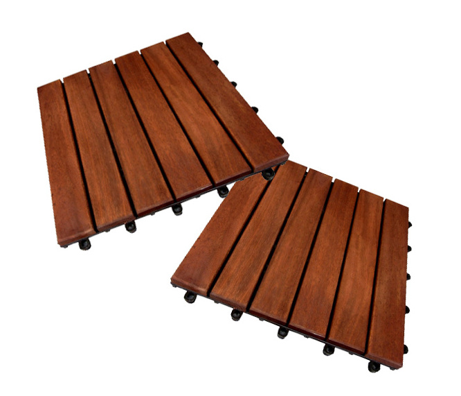 Modern Design Style Floor Tiles Type Wood and Plastic Material Anti-slip Function 6 Slats Interlocking Deck Tile