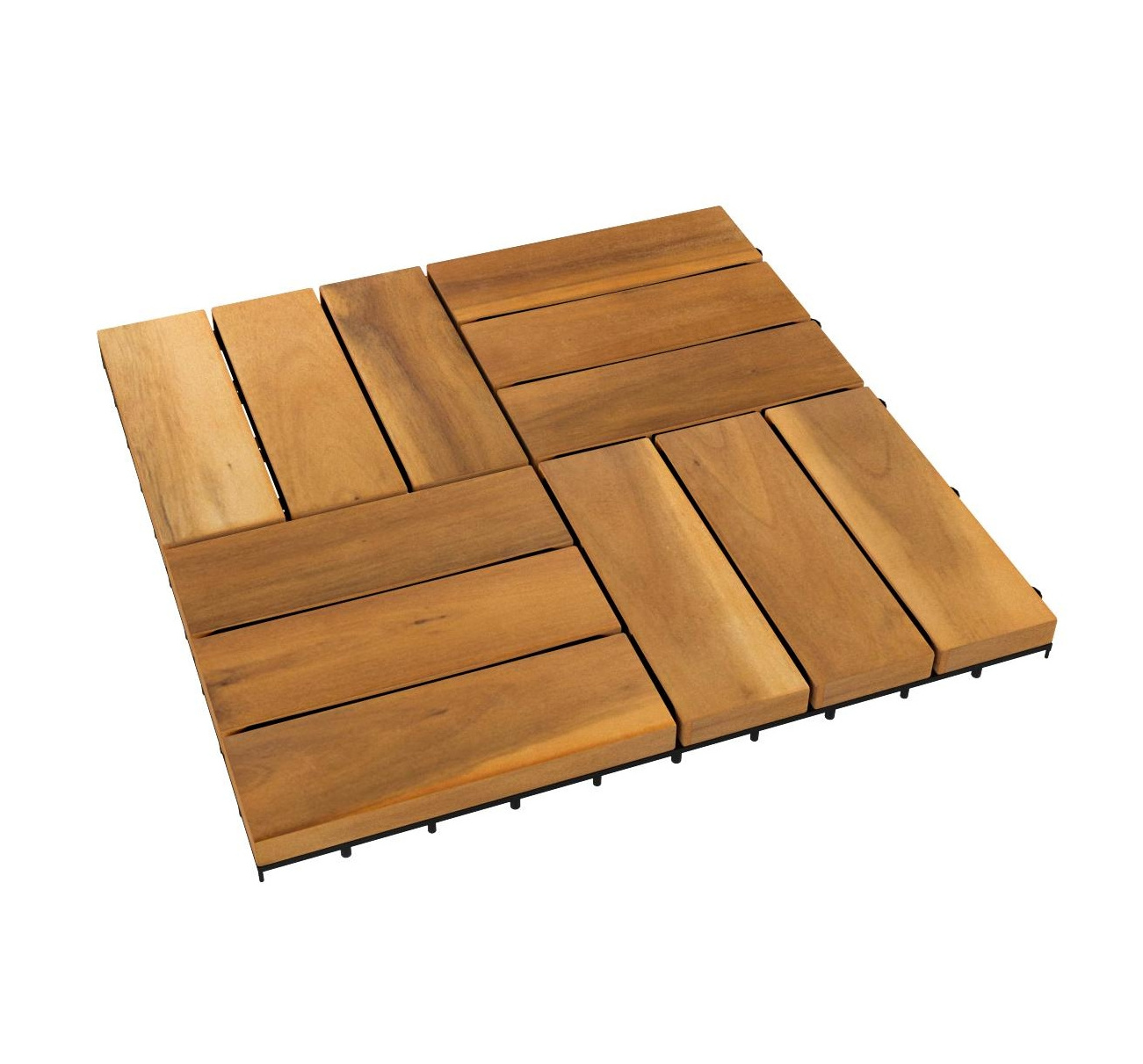 High Quality Smooth Surface Wooden Deck Floor Tiles 12 Slats for DIY Exterior Terrace and Parquet Flooring Garden Deck Tiles