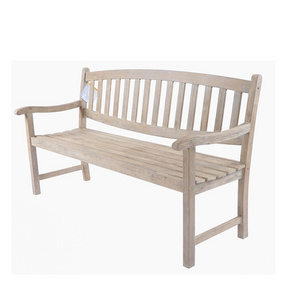 Modern European Style 3-Seater White Wooden Bench for Outdoor Park Street Garden Plaza with Wooden Legs for Patio Seating