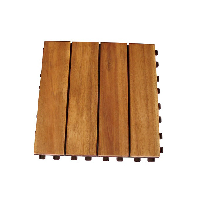 In door Out door Teak - Acacia Wood Decking Tiles - 4 Slats anti slip 100% natural wood oiled deck tiles