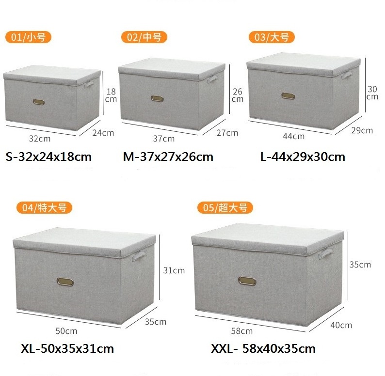 Daily necessities collapsible linen printing 600D polyester oxford fabric double divider storage box cube for cloth with lid