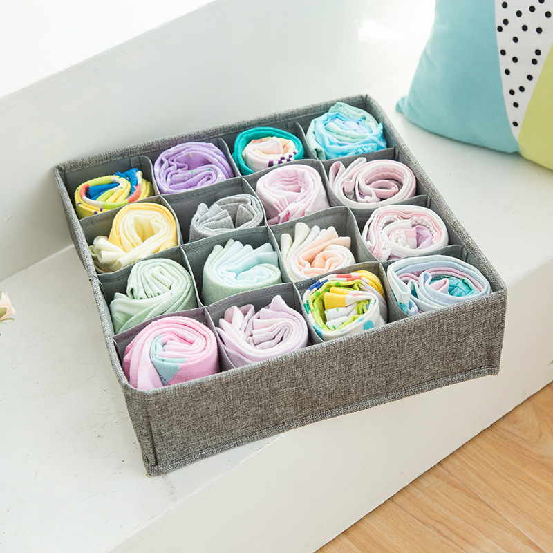 Foldable Underwear Socks Bra Storage Organizer for Dresser Drawers Tidy Divider Lattice Grid Mesh Fabric Boxes