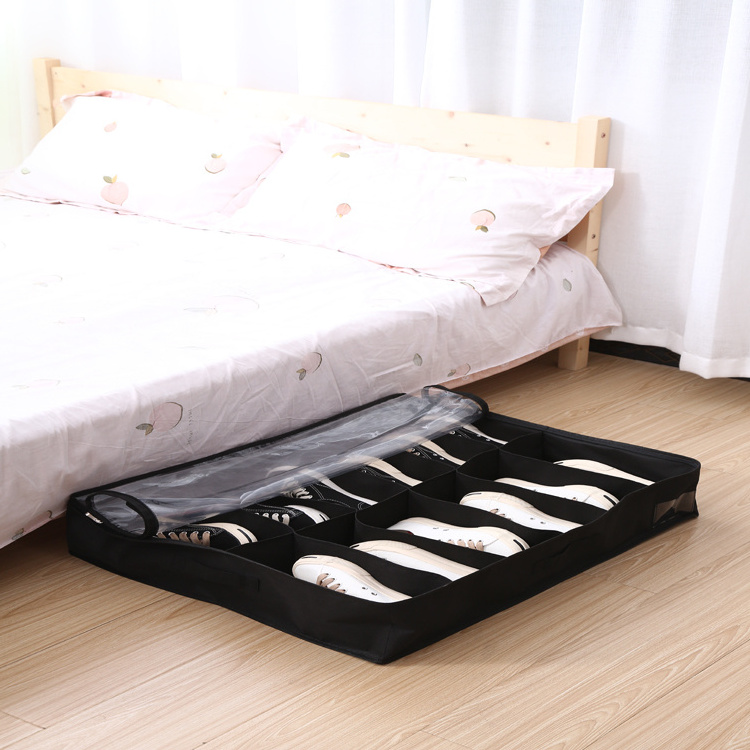 Set of 2 Underbed Under The Bed Shoe Organizer Fits 12 Pairs Made with Sturdy & Breathable Materials