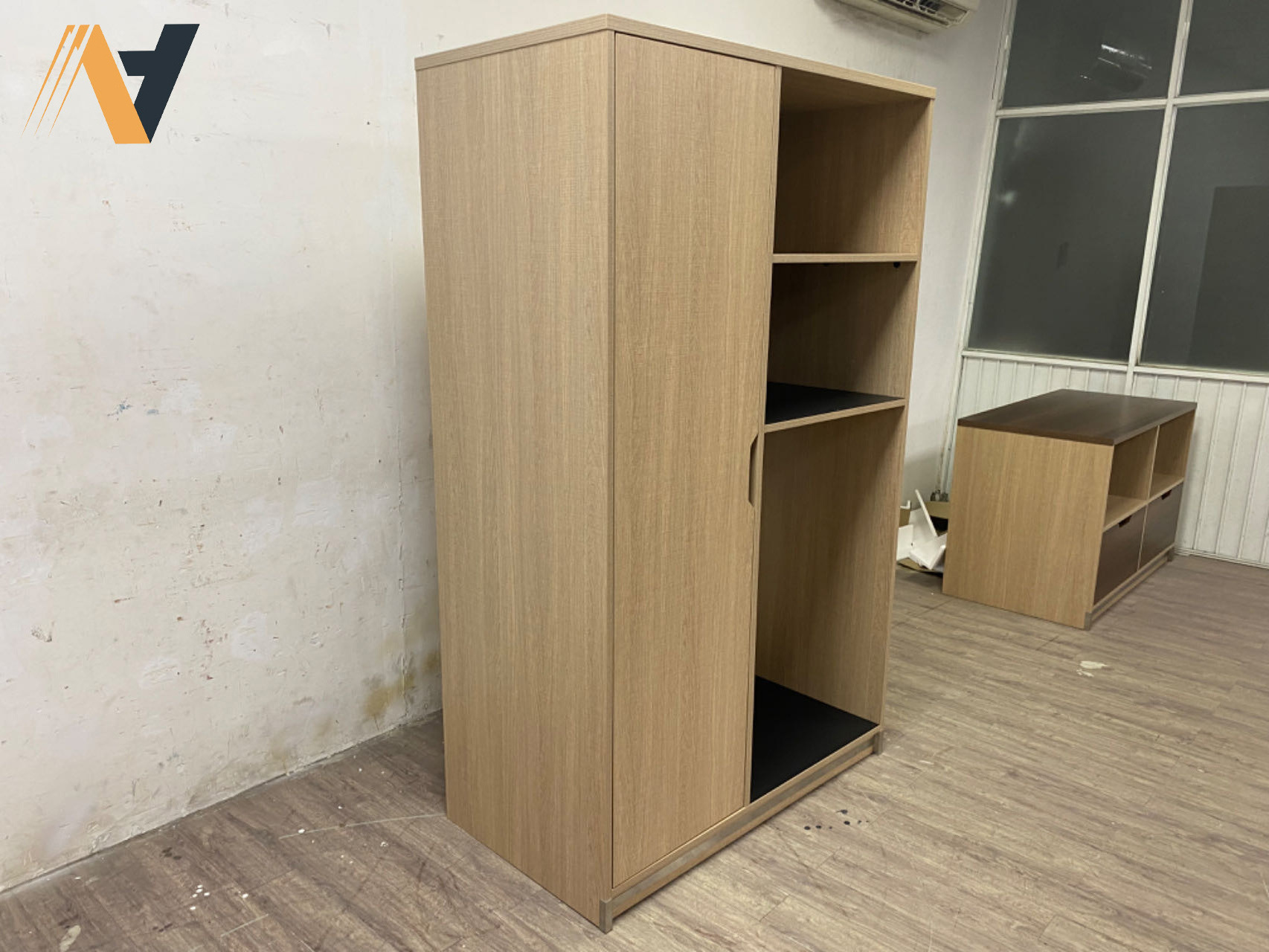 Student housing furniture, Wooden cabinet with drawers to replace desk with drawers