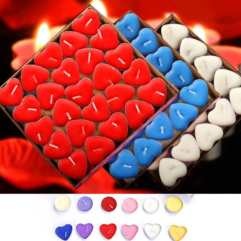 Wholesale tea light candle white red 100 pack small paraffin wax heart tea candles for confession wedding religious Diwali